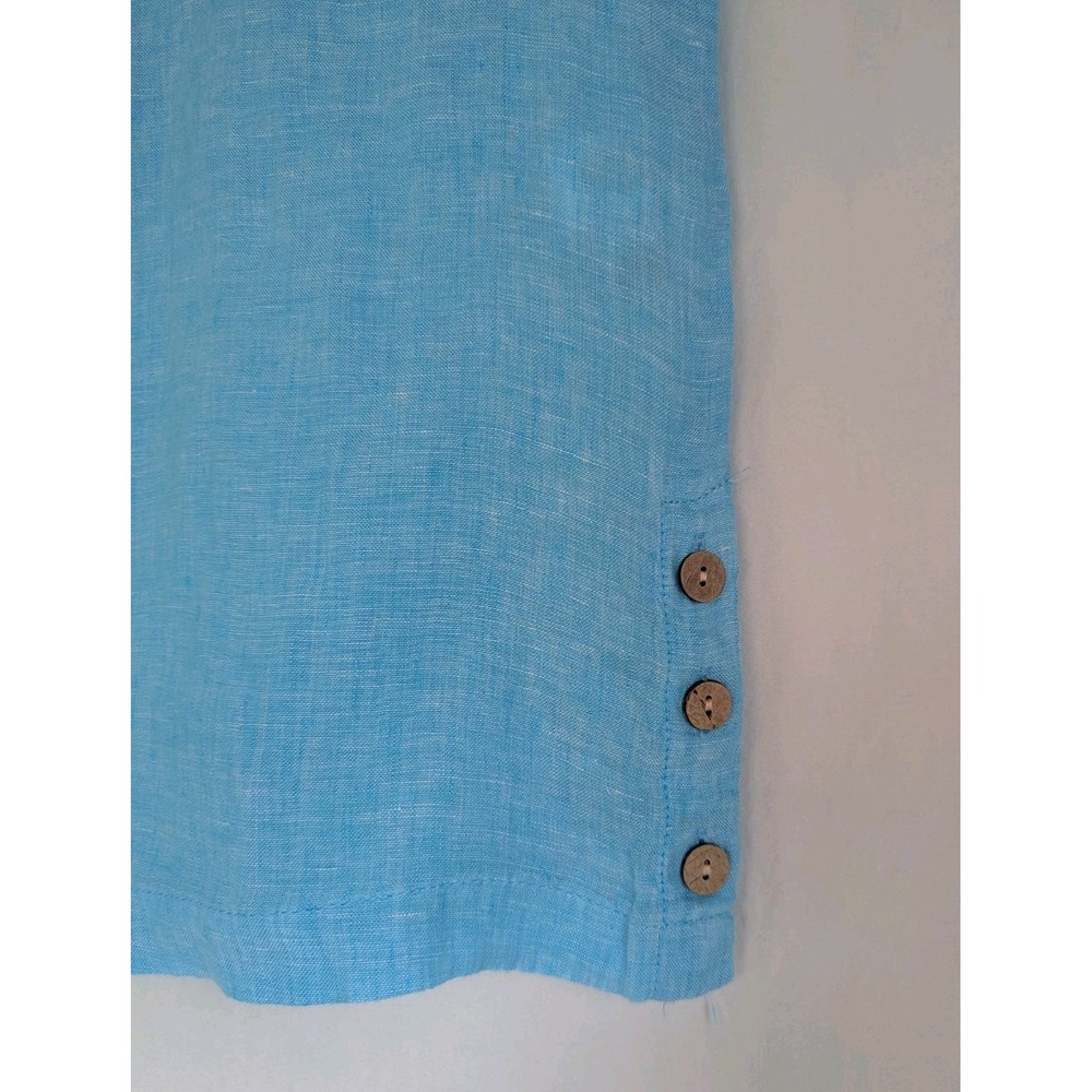 Cynthia Rowley Women's 100% Linen Blouse Top Sz S Blue Short Sleeve - Picture 3 of 5